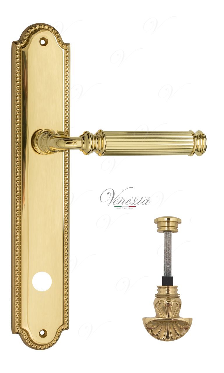 Door Handle Venezia  MOSCA  WC-4 On Backplate PL98 Polished Brass