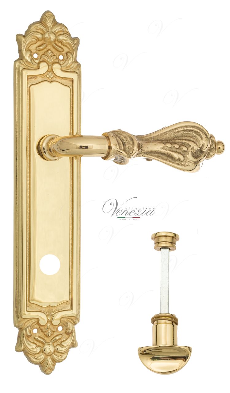 Door Handle Venezia  FLORENCE  WC-2 On Backplate PL96 Polished Brass