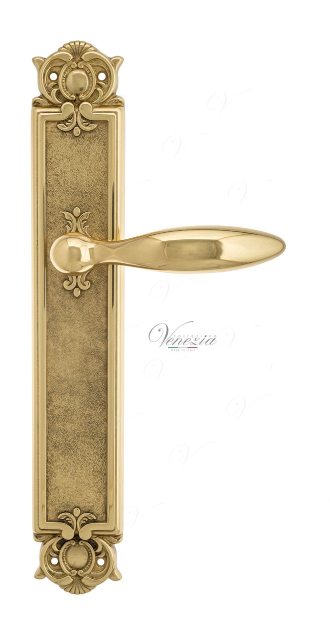 Door Handle Venezia  MAGGIORE  On Backplate PL97 Polished Brass