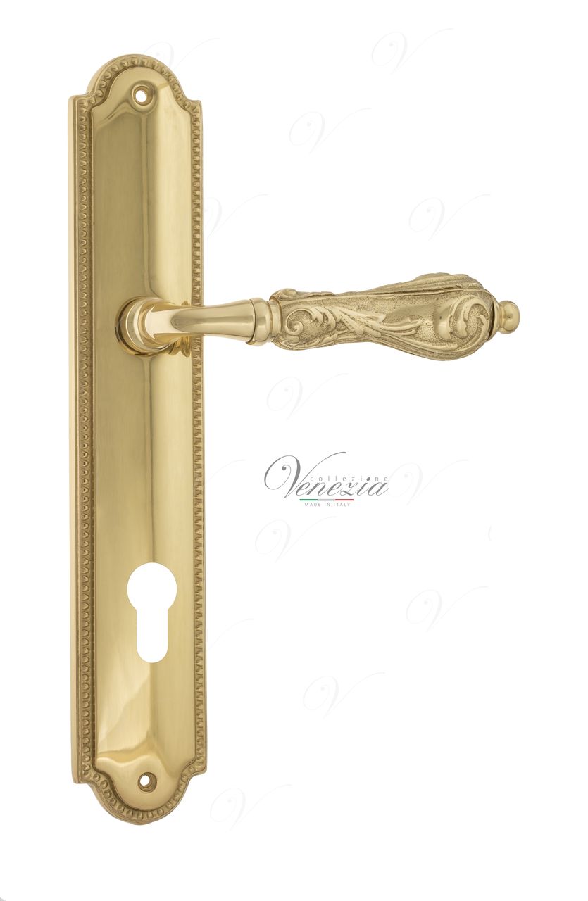 Door Handle Venezia  MONTE CRISTO  CYL On Backplate PL98 Polished Brass