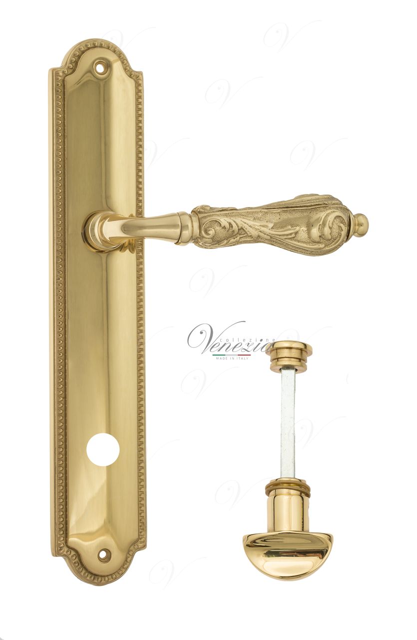 Door Handle Venezia  MONTE CRISTO  WC-2 On Backplate PL98 Polished Brass