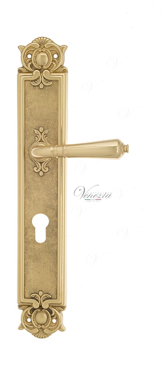 Door Handle Venezia  VIGNOLE  CYL On Backplate PL97 Polished Brass