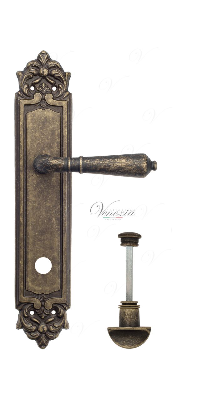 Door Handle Venezia  VIGNOLE  WC-2 On Backplate PL96 Antique Bronze
