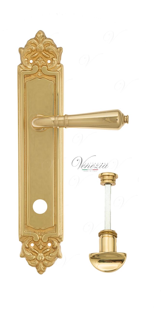 Door Handle Venezia  VIGNOLE  WC-2 On Backplate PL96 Polished Brass