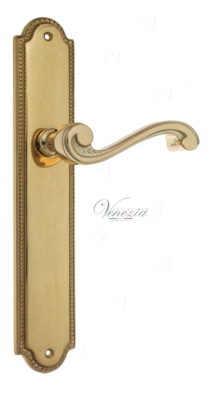 Door Handle Venezia  VIVALDI  On Backplate PL98 Polished Brass