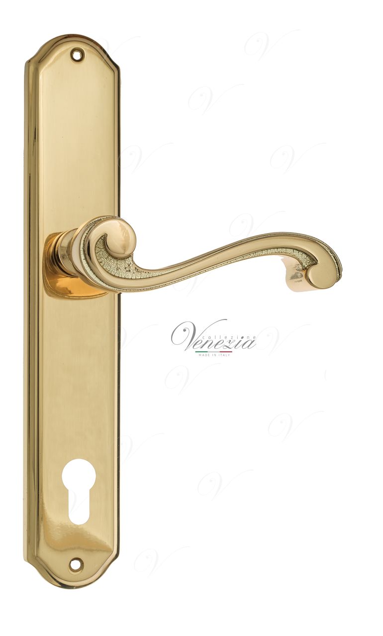 Door Handle Venezia  VIVALDI  CYL On Backplate PL02 Polished Brass