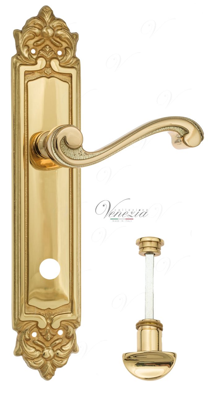 Door Handle Venezia  VIVALDI  WC-2 On Backplate PL96 Polished Brass