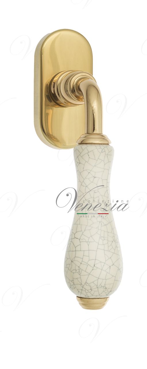 Window Handle Venezia  COLOSSEO  White Ceramic Gossamer FW Polished Brass