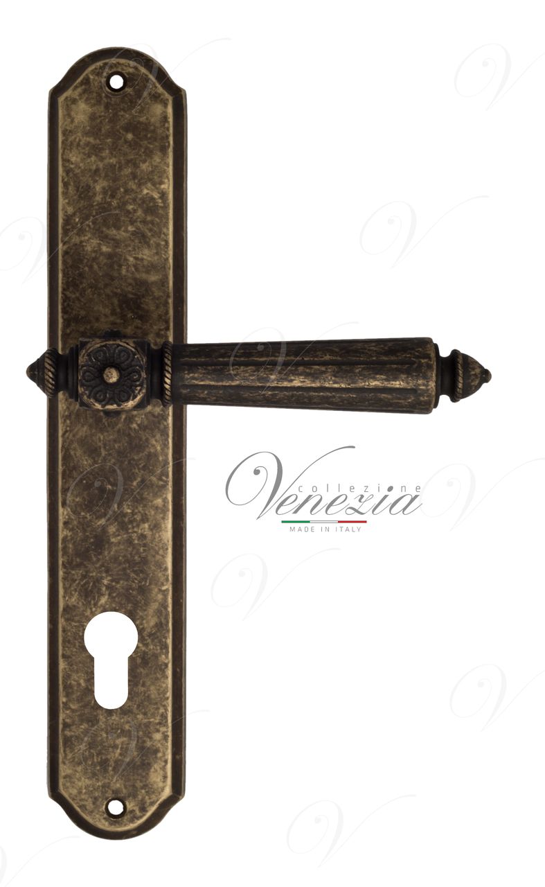 Door Handle Venezia  CASTELLO  CYL On Backplate PL02 Antique Bronze