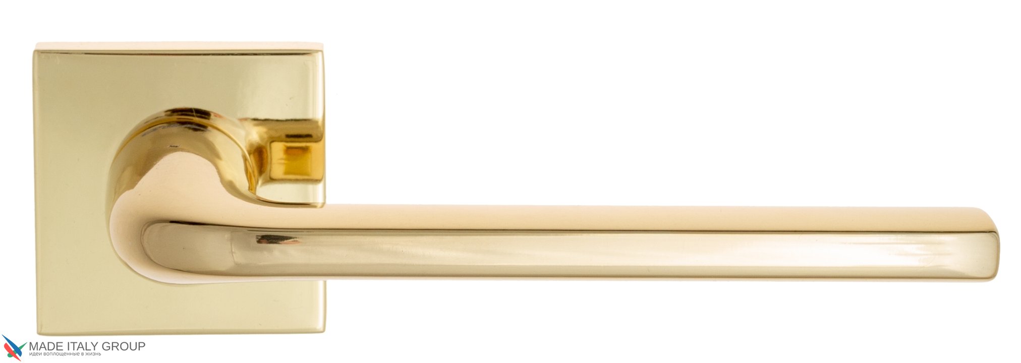 Door Handle on Square Basis Fratelli Cattini ''LINEA'' 8-OLV Polished Brass