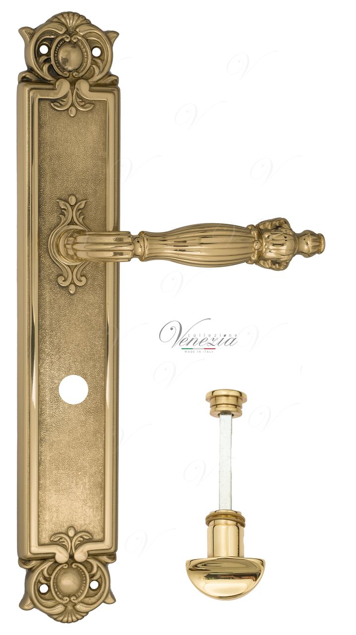 Door Handle Venezia  OLIMPO  WC-2 On Backplate PL97 Polished Brass