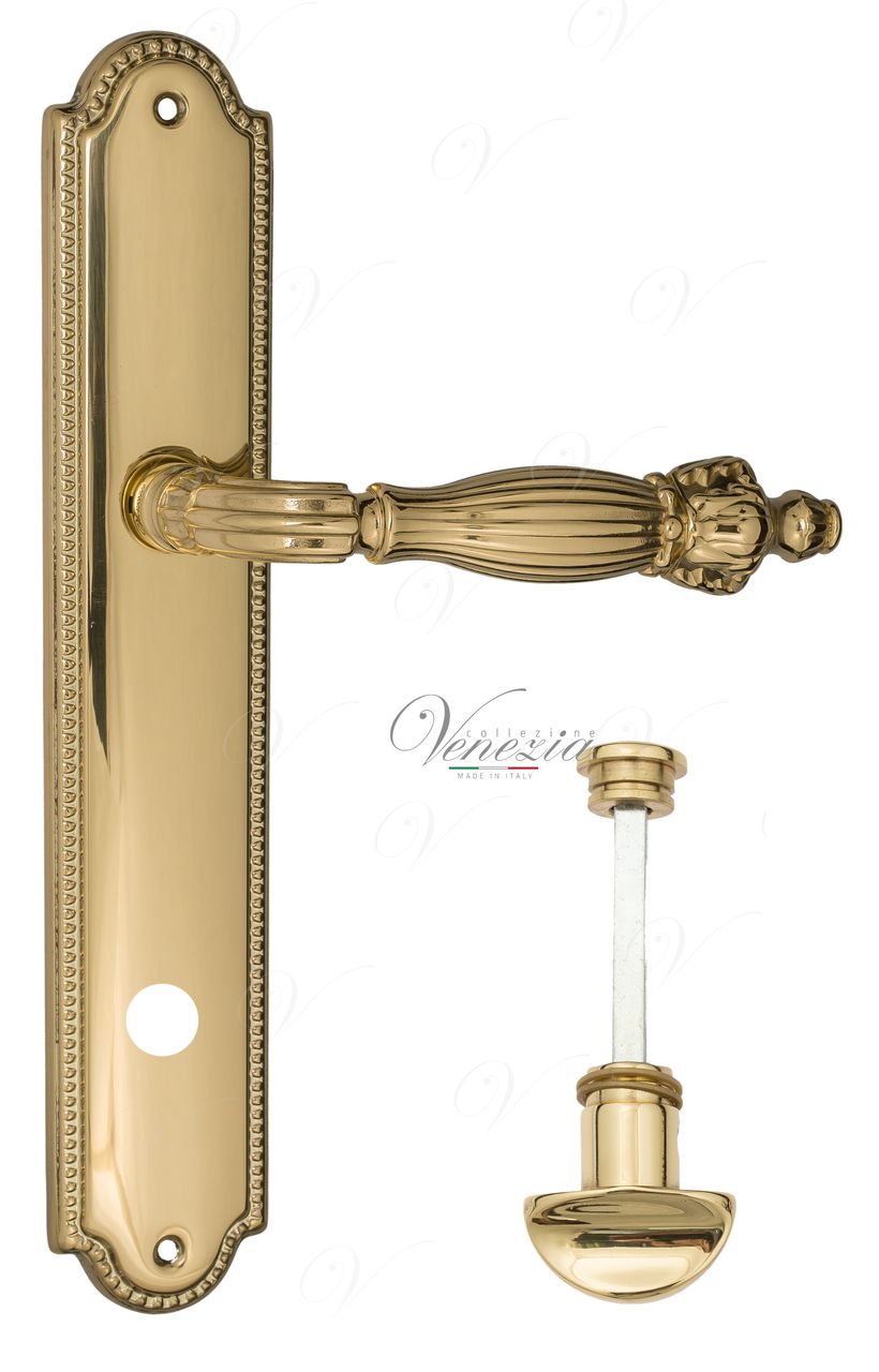 Door Handle Venezia  OLIMPO  WC-2 On Backplate PL98 Polished Brass