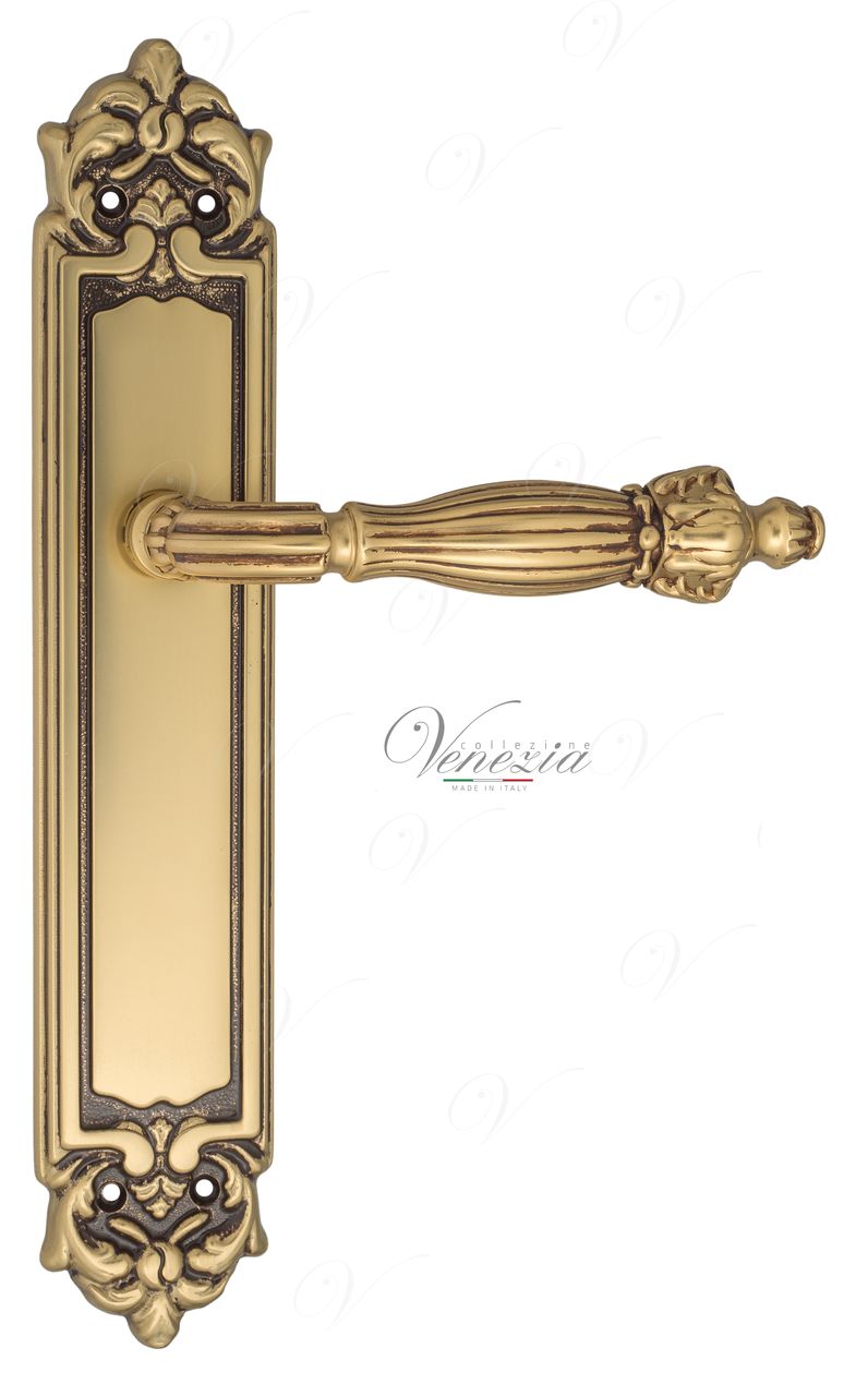 Door Handle Venezia  OLIMPO  On Backplate PL96 French Gold + Brown