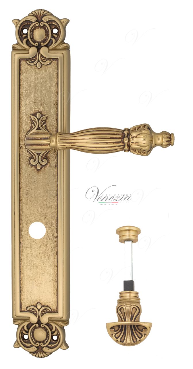 Door Handle Venezia  OLIMPO  WC-4 On Backplate PL97 French Gold + Brown