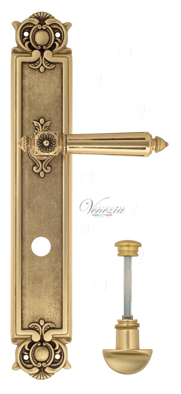 Door Handle Venezia  CASTELLO  WC-2 On Backplate PL97 French Gold + Brown