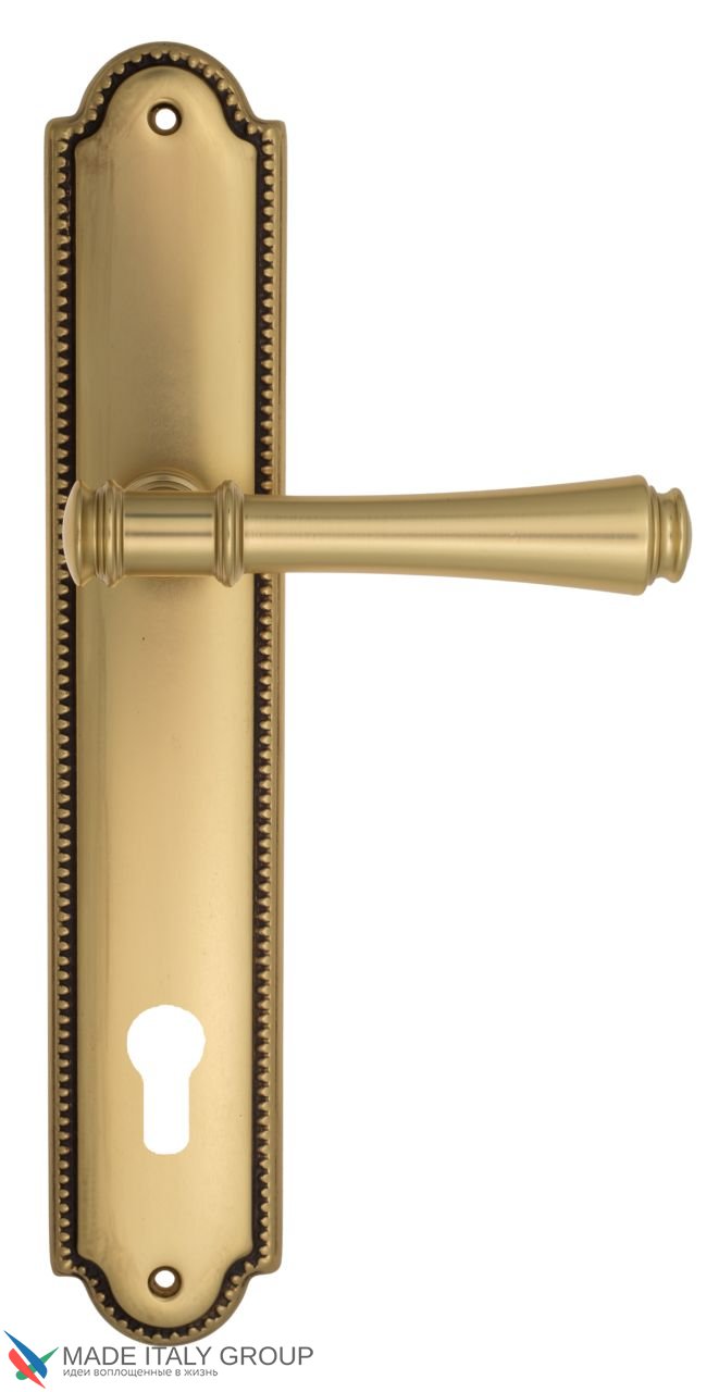 Door Handle Venezia  CALLISTO  CYL On Backplate PL98 French Gold + Brown