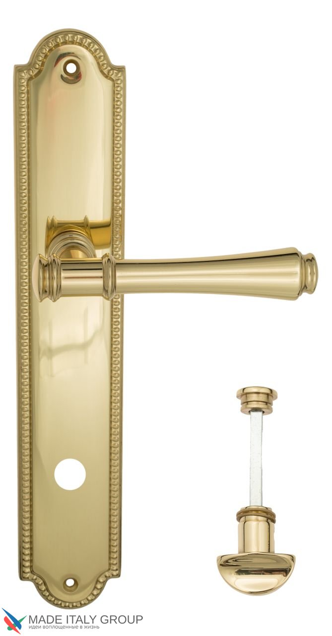 Door Handle Venezia  CALLISTO  WC-2 On Backplate PL98 Polished Brass