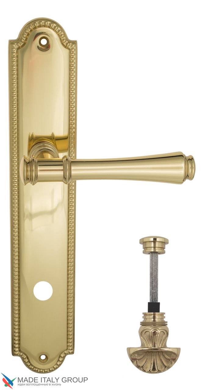 Door Handle Venezia  CALLISTO  WC-4 On Backplate PL98 Polished Brass