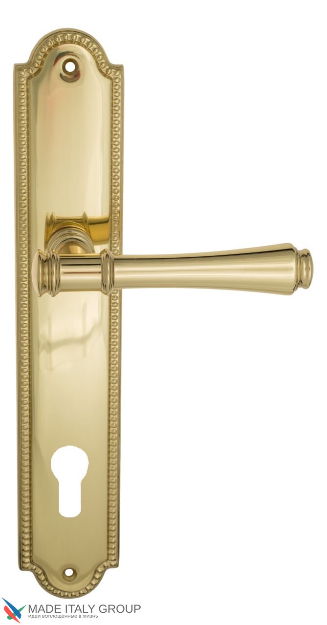 Door Handle Venezia  CALLISTO  CYL On Backplate PL98 Polished Brass