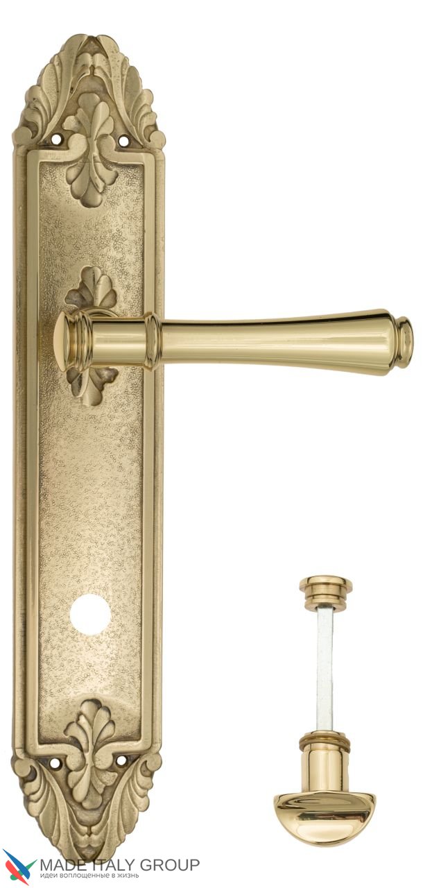 Door Handle Venezia  CALLISTO  WC-2 On Backplate PL90 Polished Brass