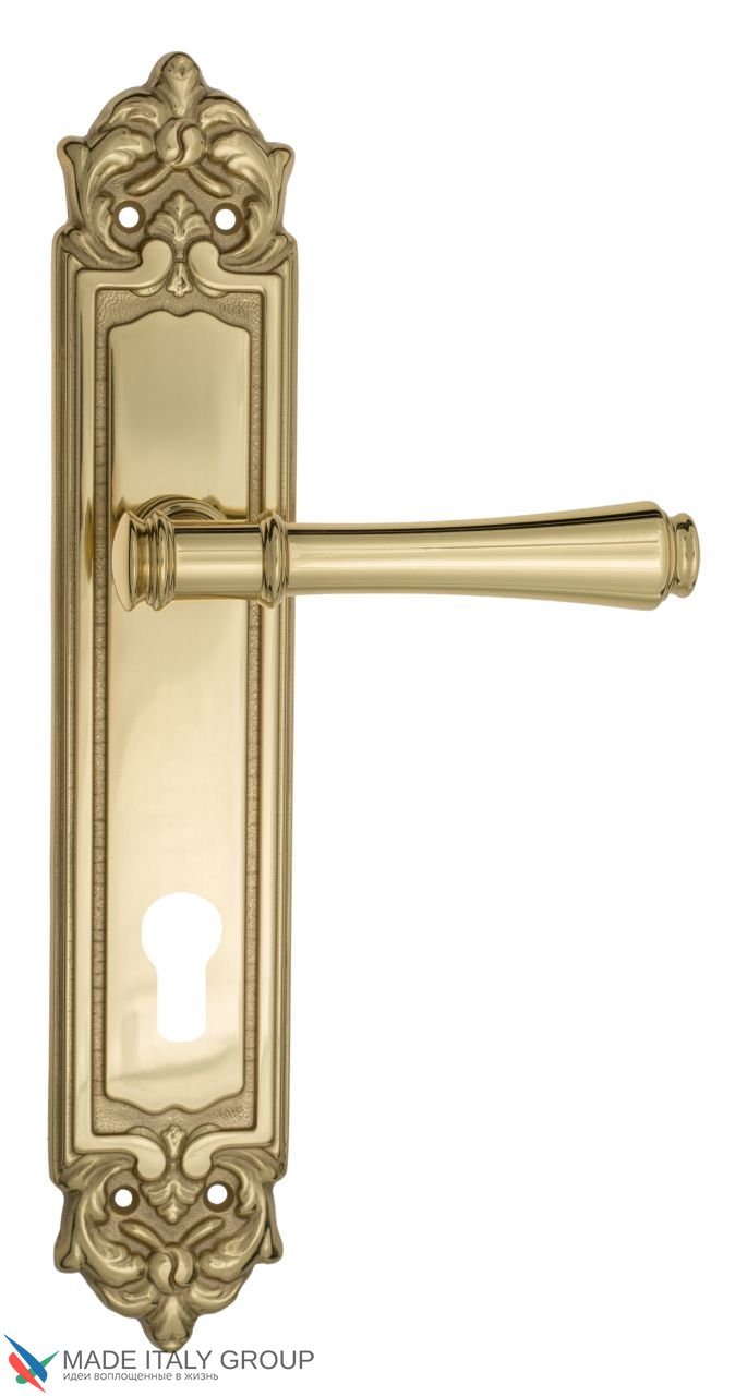 Door Handle Venezia  CALLISTO  CYL On Backplate PL96 Polished Brass