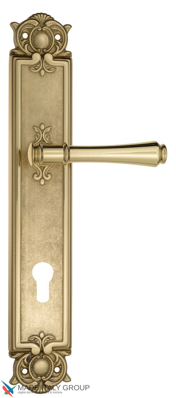 Door Handle Venezia  CALLISTO  CYL On Backplate PL97 Polished Brass