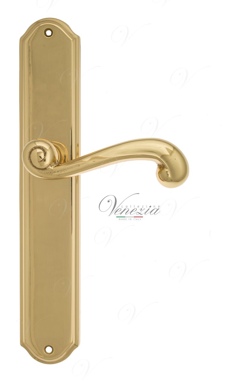 Door Handle Venezia  CARNEVALE  On Backplate PL02 Polished Brass