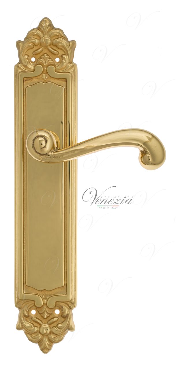 Door Handle Venezia  CARNEVALE  On Backplate PL96 Polished Brass