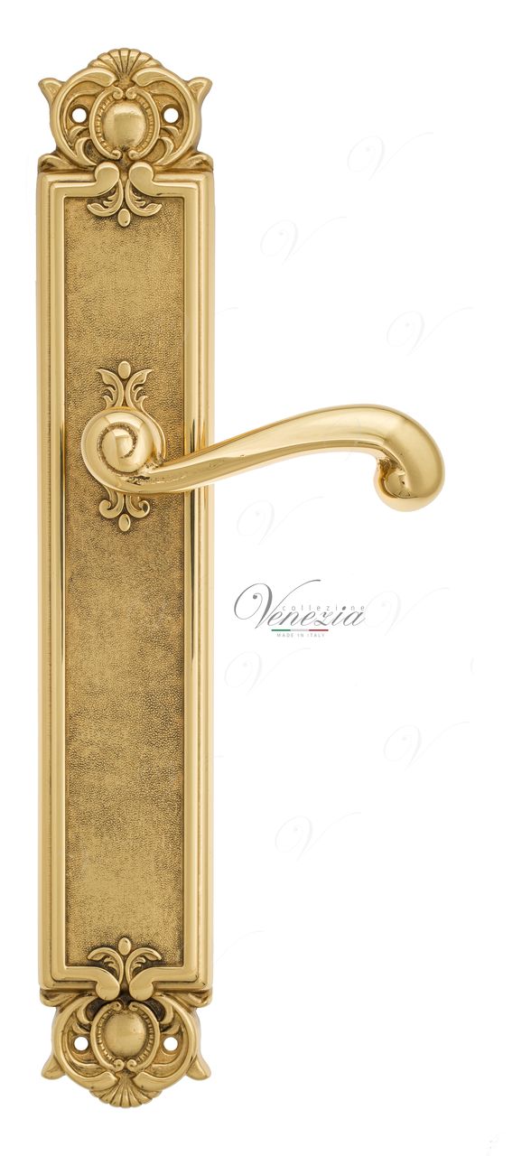 Door Handle Venezia  CARNEVALE  On Backplate PL97 Polished Brass