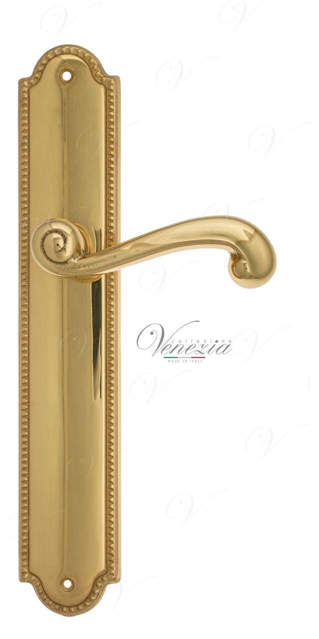 Door Handle Venezia  CARNEVALE  On Backplate PL98 Polished Brass