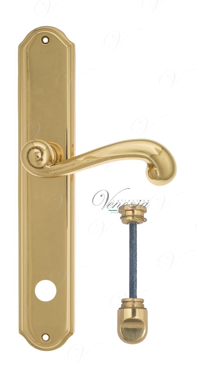 Door Handle Venezia  CARNEVALE  WC-1 On Backplate PL02 Polished Brass