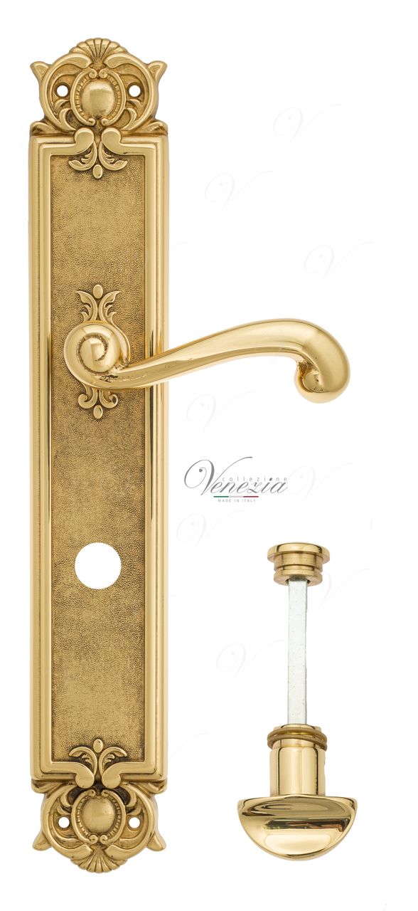 Door Handle Venezia  CARNEVALE  WC-2 On Backplate PL97 Polished Brass