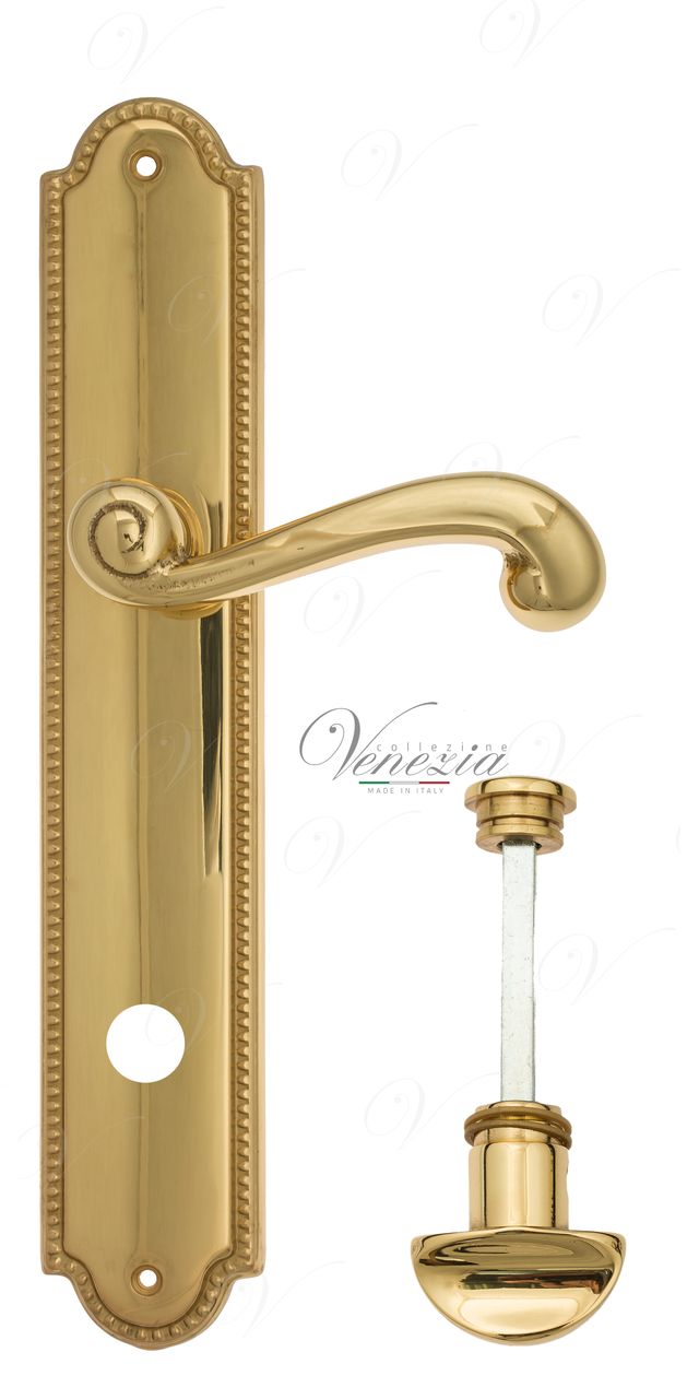 Door Handle Venezia  CARNEVALE  WC-2 On Backplate PL98 Polished Brass
