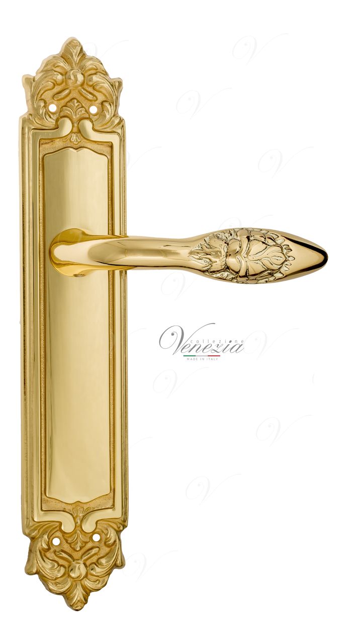 Door Handle Venezia  CASANOVA  On Backplate PL96 Polished Brass