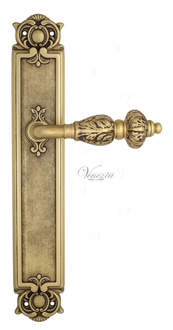 Door Handle Venezia  LUCRECIA  On Backplate PL97 French Gold + Brown