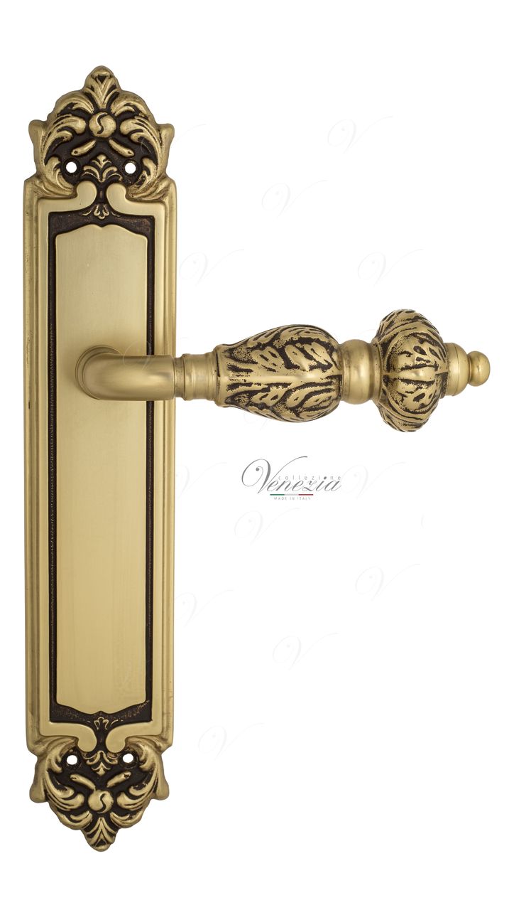 Door Handle Venezia  LUCRECIA  On Backplate PL96 French Gold + Brown