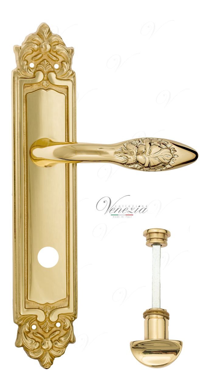 Door Handle Venezia  CASANOVA  WC-2 On Backplate PL96 Polished Brass