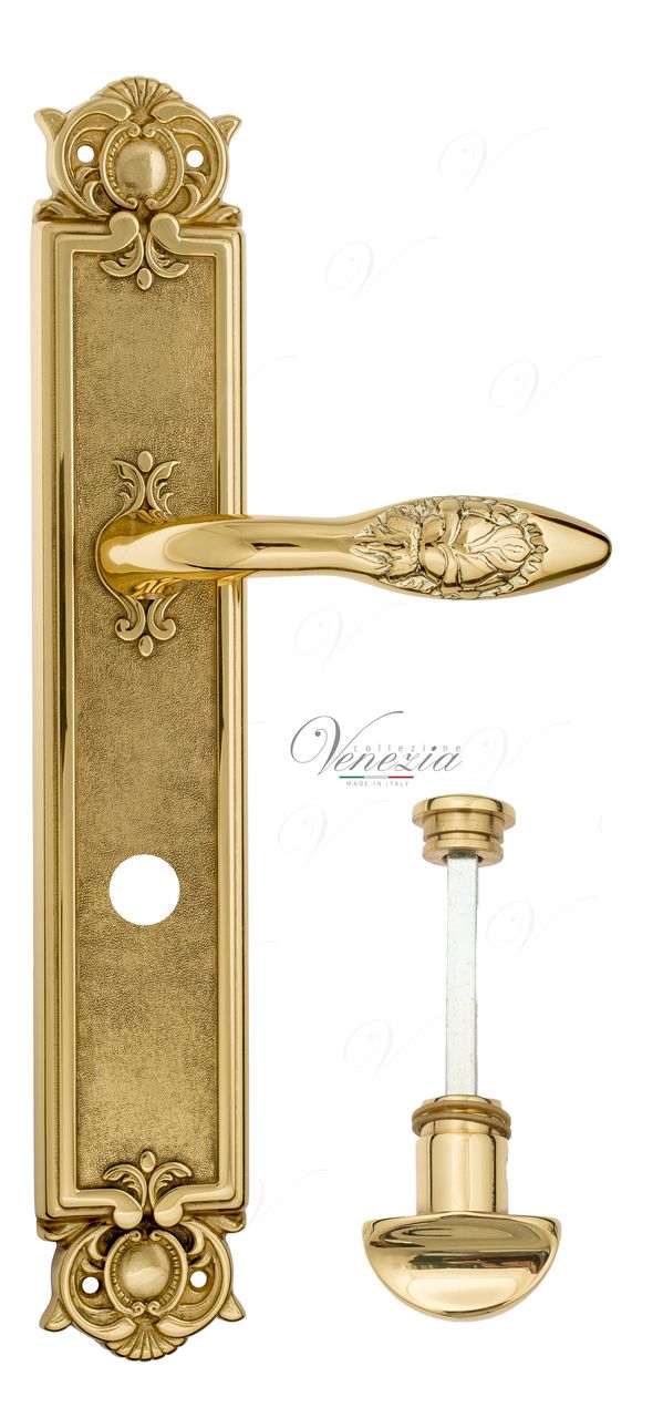 Door Handle Venezia  CASANOVA  WC-2 On Backplate PL97 Polished Brass