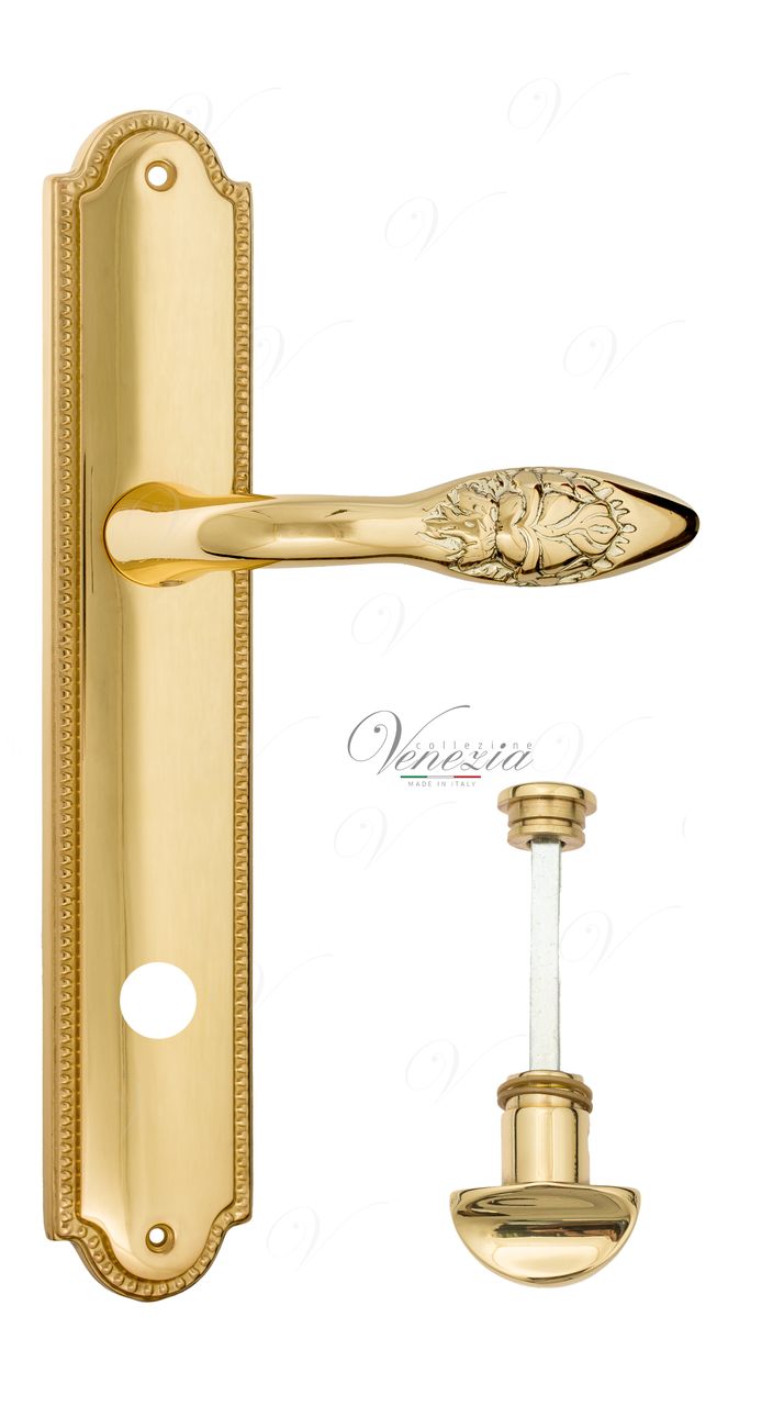 Door Handle Venezia  CASANOVA  WC-2 On Backplate PL98 Polished Brass