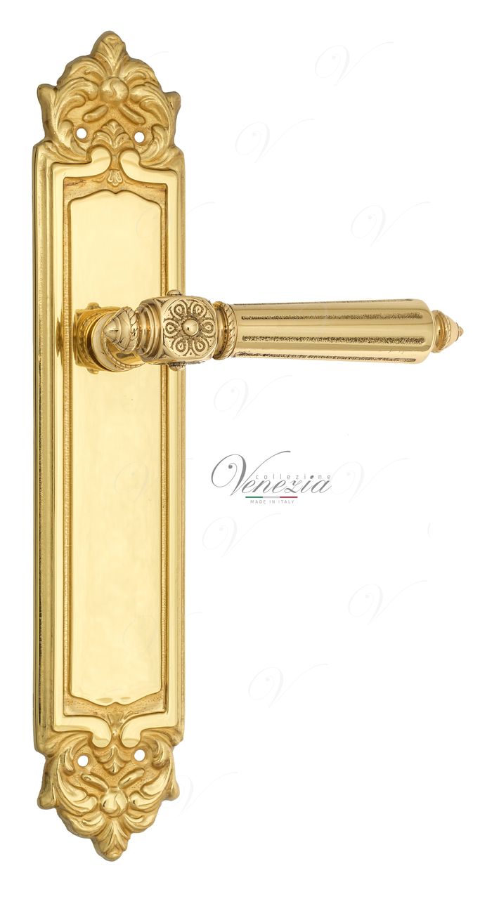 Door Handle Venezia  CASTELLO  On Backplate PL96 Polished Brass