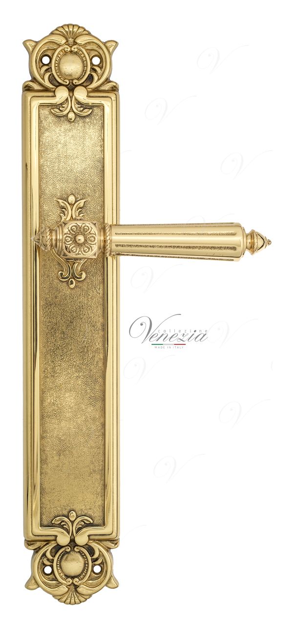 Door Handle Venezia  CASTELLO  On Backplate PL97 Polished Brass