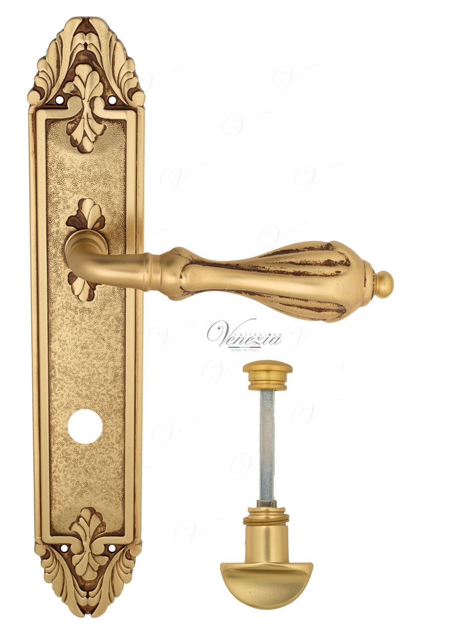 Door Handle Venezia  ANAFESTO  WC-2 On Backplate PL90 French Gold + Brown