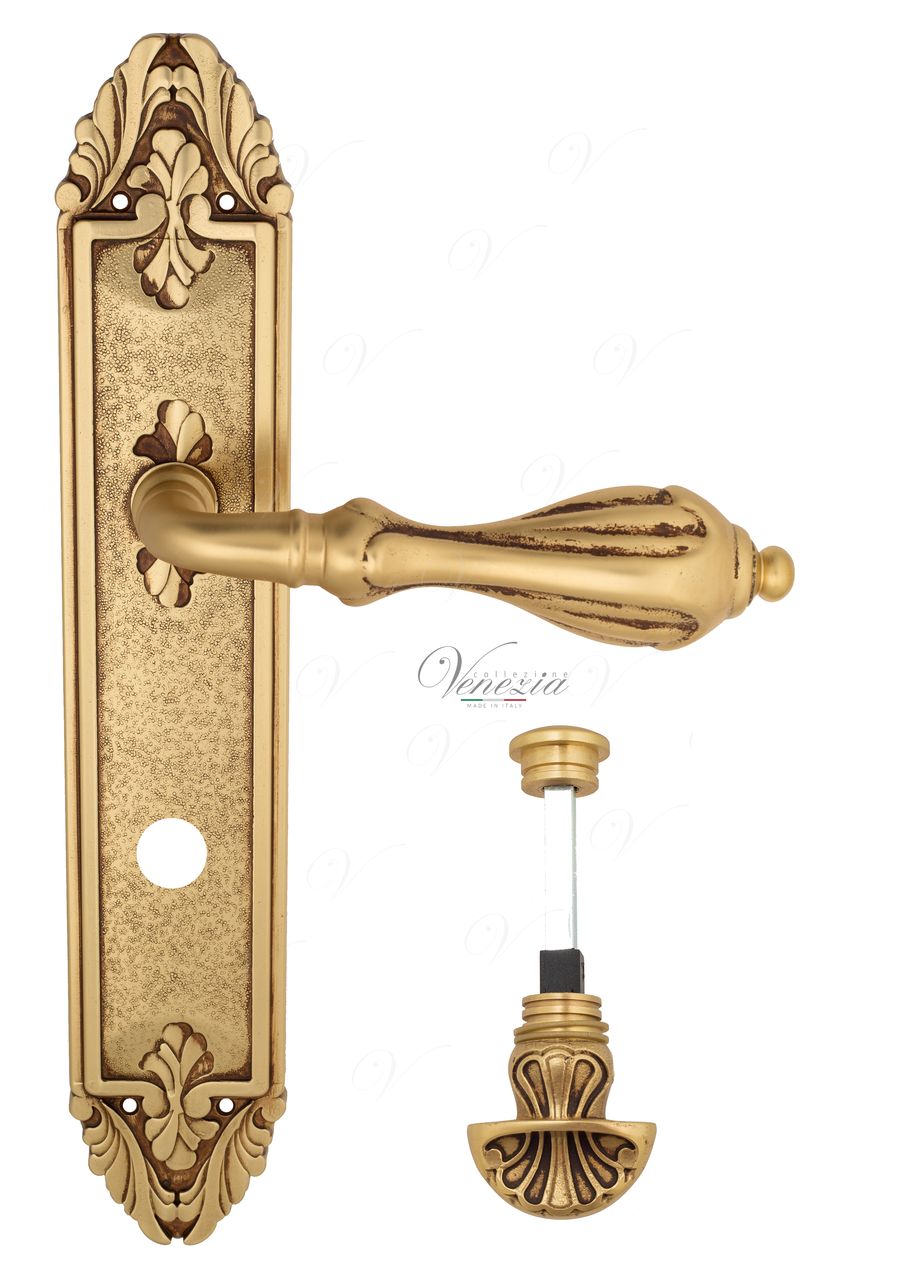 Door Handle Venezia  ANAFESTO  WC-4 On Backplate PL90 French Gold + Brown