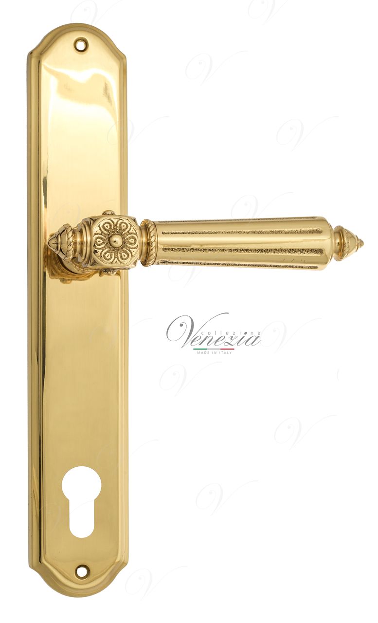 Door Handle Venezia  CASTELLO  CYL On Backplate PL02 Polished Brass