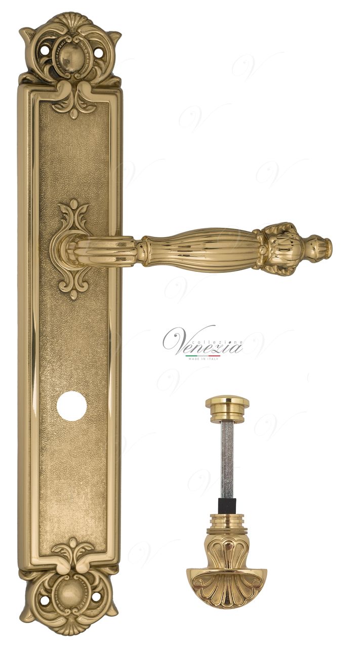 Door Handle Venezia  OLIMPO  WC-4 On Backplate PL97 Polished Brass