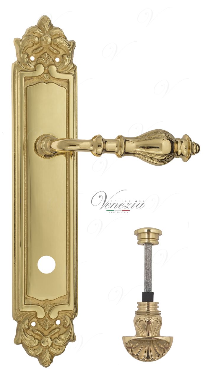 Door Handle Venezia  GIFESTION  WC-4 On Backplate PL96 Polished Brass