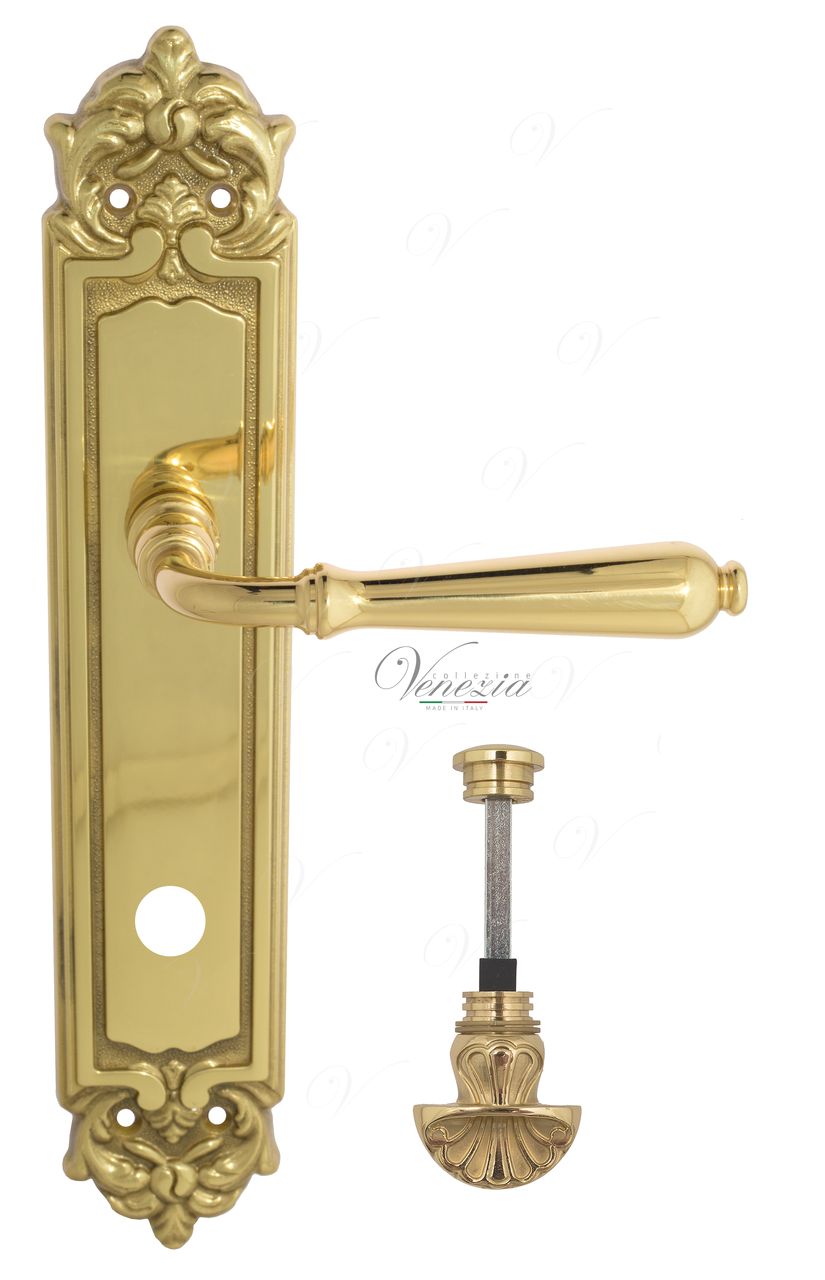 Door Handle Venezia  CLASSIC  WC-4 On Backplate PL96 Polished Brass