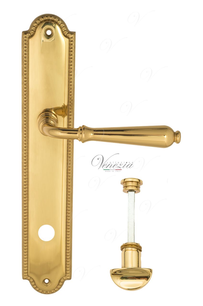 Door Handle Venezia  CLASSIC  WC-4 On Backplate PL98 Polished Brass