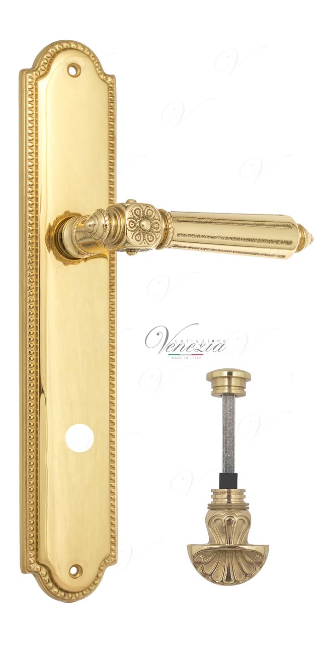Door Handle Venezia  CASTELLO  WC-4 On Backplate PL98 Polished Brass