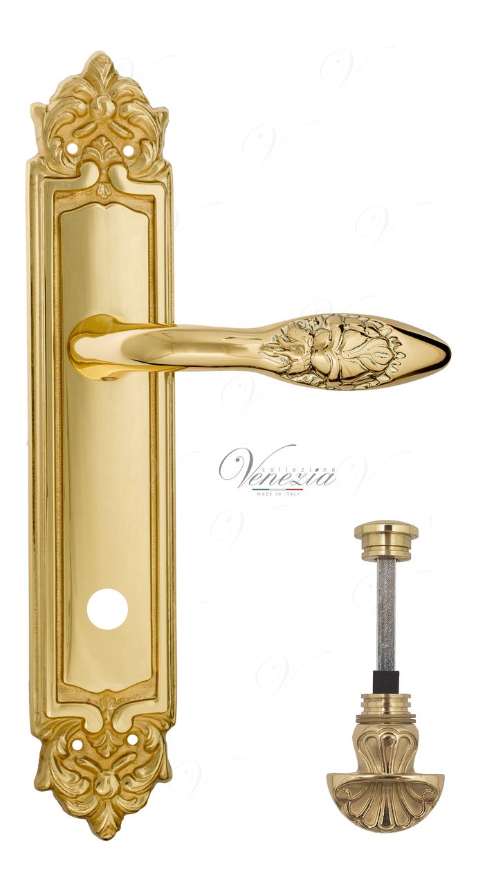 Door Handle Venezia  CASANOVA  WC-4 On Backplate PL96 Polished Brass